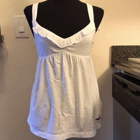 Hollister Tops Y2k Hollister White Ruffle Babydoll Tank Top Poshmark